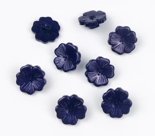 Пуговица Цветок, на ножке, пластик, цв. темно-синий, 15 мм