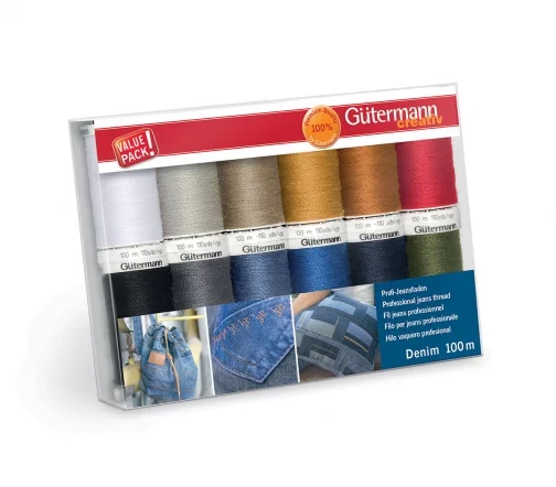 Набор нитей "DENIM" 100м, 12кат., Gutermann, 731143-col.1