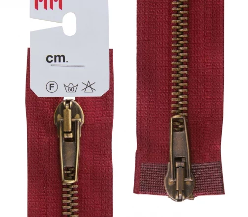 Молния RiRi металл разъем, 2 замка 5 мм 75 см, тип подвески АТ, цвет цепи антик медь, цвет 2411