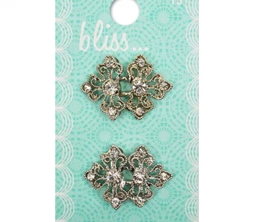 Декоративный элемент, Bliss, 16 мм, металл/стразы, 2 шт, 340000015
