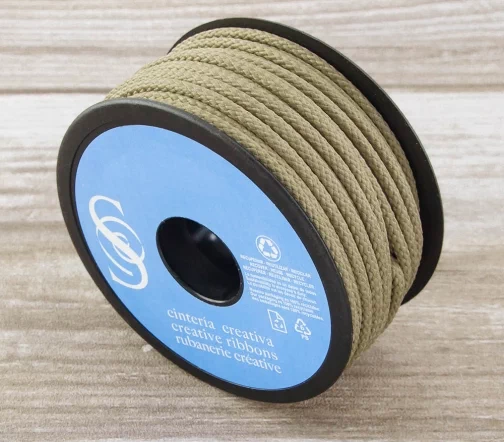 Шнур плетеный SAFISA, 4 мм, цвет зелено-бежевый, 25281-4-21