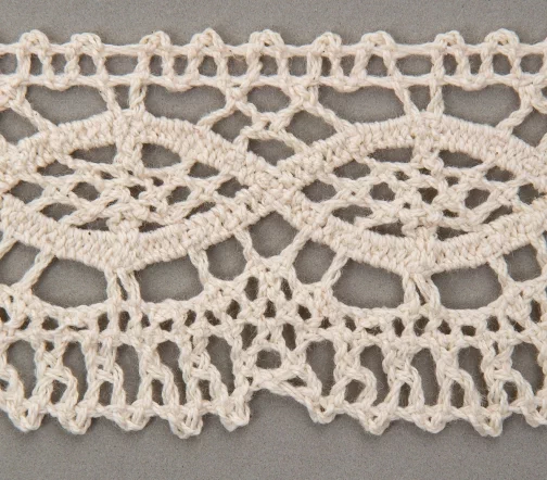 Тесьма вязаная ажурная хлопковая, ширина 45 мм, цвет экрю, 50-1414-02