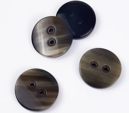 Пуговица, Union Knopf, 2 отв., пластик, цвет серо-коричневый, 25 мм