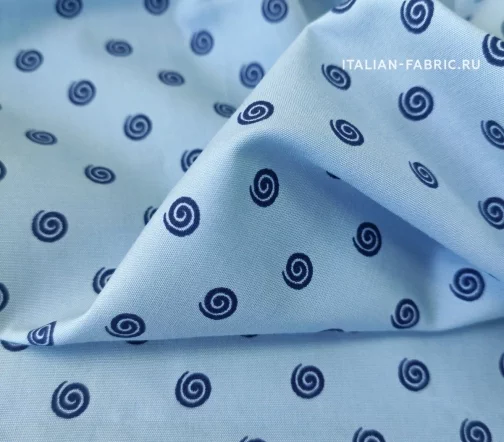 Сорочечный хлопок "Улитки", фон голубой, 1062108