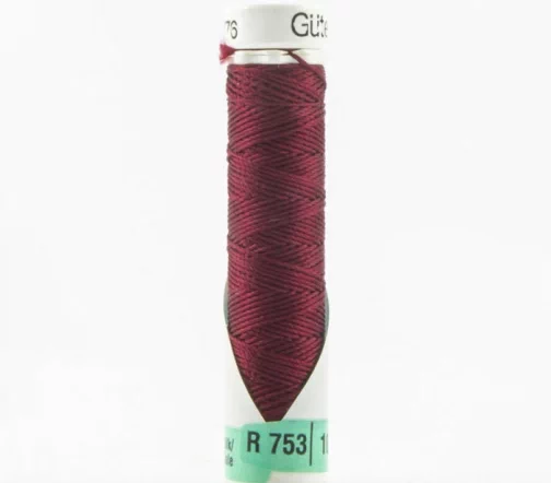 Нить Silk R 753 для фасонных швов, 10м, 100% шелк, цвет 369 винный, Gutermann 703184