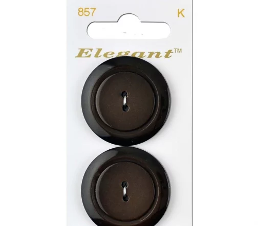 Пуговицы Elegant, арт. 857 L, 2 отв., 34 мм, пластик, 2 шт., т.коричневый