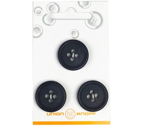 Пуговицы, Union Knopf, 4 отв., пластик, цв. черный, 23 мм, 3 шт., 85158