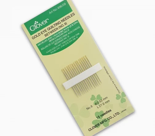 496/09 Иглы для квилтинга с позолоченной головкой, № 9, 15 шт., Clover