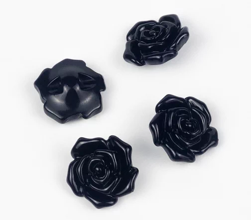 Пуговицы, Union Knopf, "Розочки", пластик, цвет черный, 18 мм