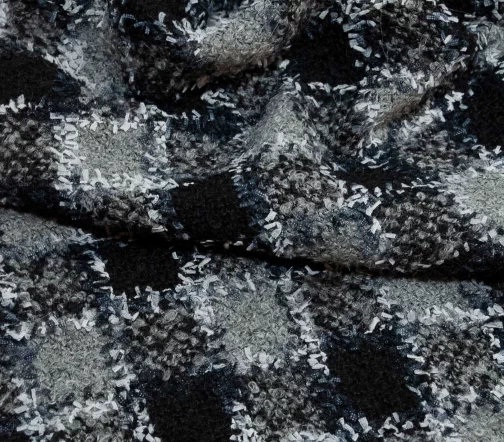 Шерсть костюмно-пальтовая с альпакой в серую/черную клетку, 01286-2