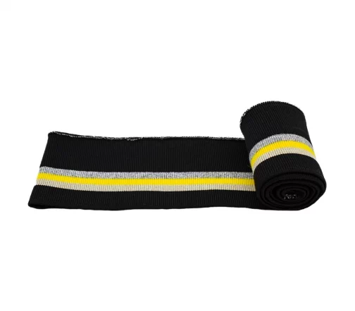 Подвяз трикотажный с полосками, 6см*1м, арт. 3AR532-1, черн/зол/желт/серебро