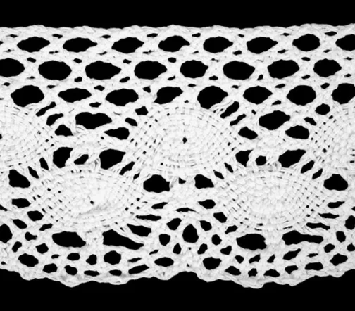 Кружево хлопковое, ширина 65 мм, цвет белый, C-214
