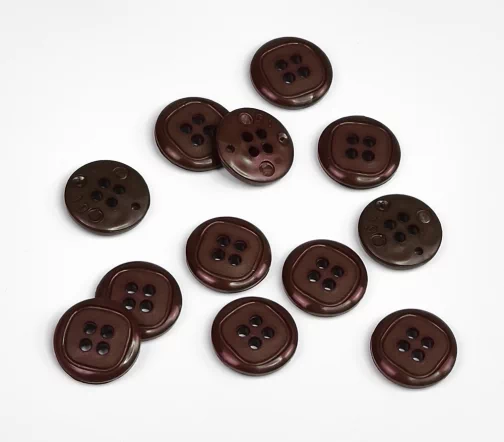 Пуговица DILL, 4 отв., пластик, цвет коричневый, 15 мм, 26543-15-15