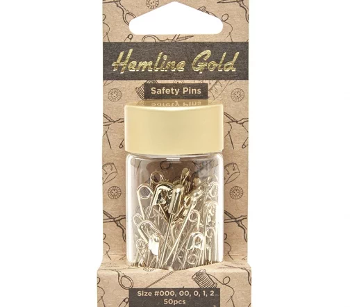 415.99.GD.HG Булавки английские, ассорти в наборе, 50шт., цвет золото, Hemline Gold
