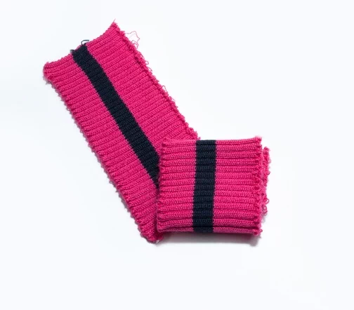 Манжеты трикотаж с полоской, цвет фуксия/темно-синий