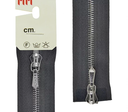 Молния Riri металл, Ni, слайдер Tropf, 4 мм, разъёмная, 2 замка, 80 см, цвет 2109, темно-серый
