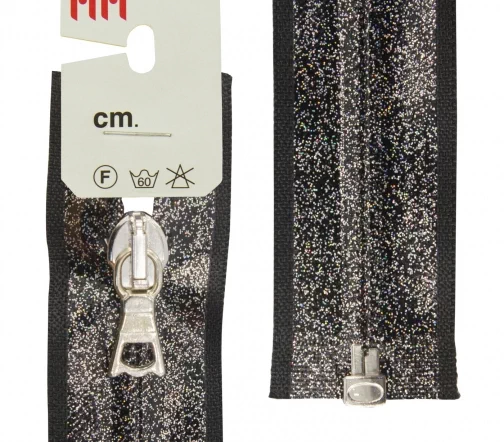 Молния Riri скрытая спираль, ламинированная, разъём., 1 замок, 6мм, 75см, цвет 10016, черный блест.