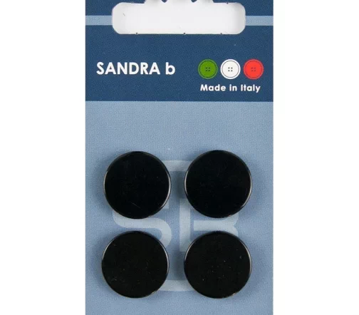 Пуговицы Sandra, на ножке, 18 мм, пластик, 4 шт., черный, CARD174