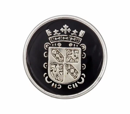 Пуговица Union Knopf "Гербовая", на ножке, пластик, цвет черный/серебро, 22 мм