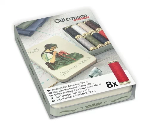 Набор нитей универсальных Sew-All 100м, 8 кат (ассорти) в металлической коробке 'Ностальгия" 640950