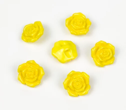 Пуговицы, Union Knopf, "Розочки", пластик, цвет желтый, 15 мм