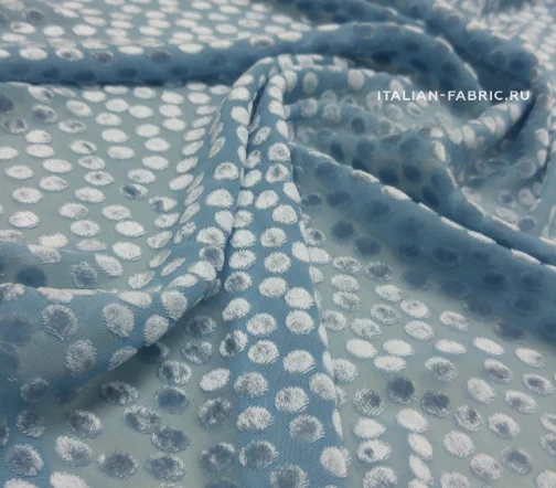 Панбархат "Горох" шелковый, цвет голубой, 01840-1