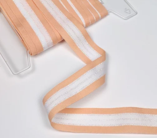 Лента репсовая с люрексом Union Knopf, 30 мм, цвет 42 оранжевый