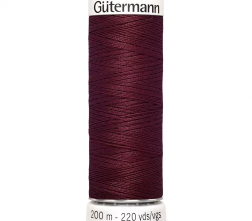 Нить Sew All для всех материалов, 200м, 100% п/э, цвет 369 винный, Gutermann 748277