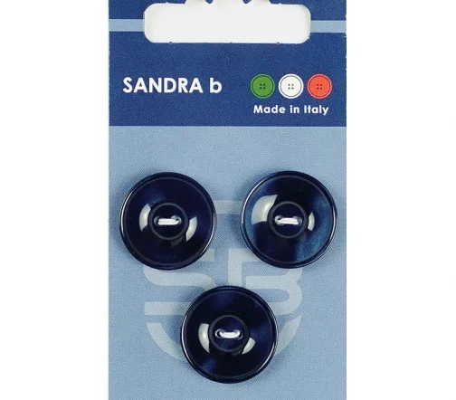 Пуговицы Sandra, 20,5 мм, 2 отв., пластик, 3 шт., цвет темно-синий, CARD100