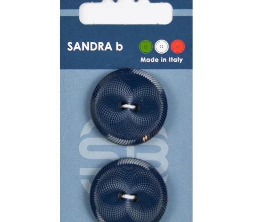 Пуговицы Sandra, 28 мм, 2 отв., пластик, 2 шт., темно-синий, CARD110