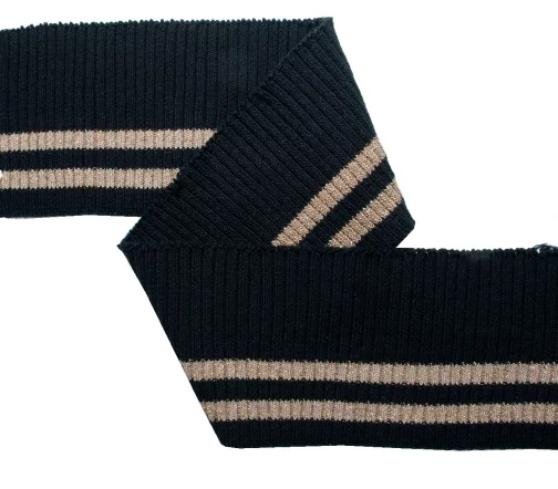 Кромка с полосками, трикотаж, черный/золото, 137-306