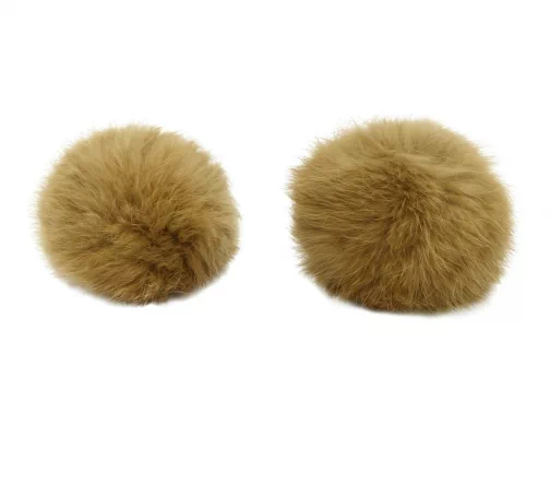 Помпон из нат. меха (кролик), d-8см, 2шт/упак (F бежевый), арт. 7723348-F
