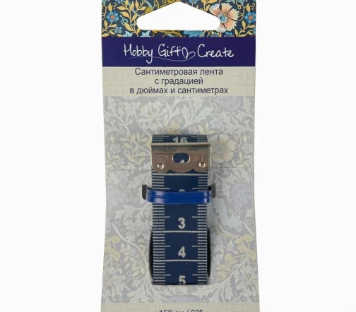 HGC255.01 Сантиметровая лента с градацией в дюймах и см 150см/60", шир.20мм, цв.синий, Hemline Hobby