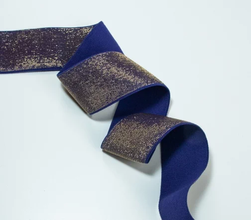 Резинка-пояс эластичный с люрексом MATSA, цвет фиолетовый с золотом 7012, 40 мм