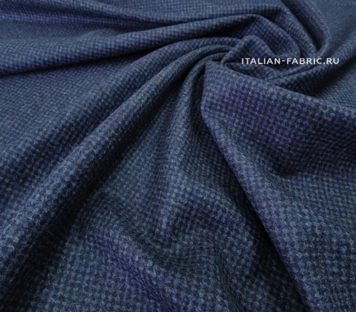 Кашемир костюмный Piacenza в мелкие квадратики, цвет темно-синий/синий, 01217