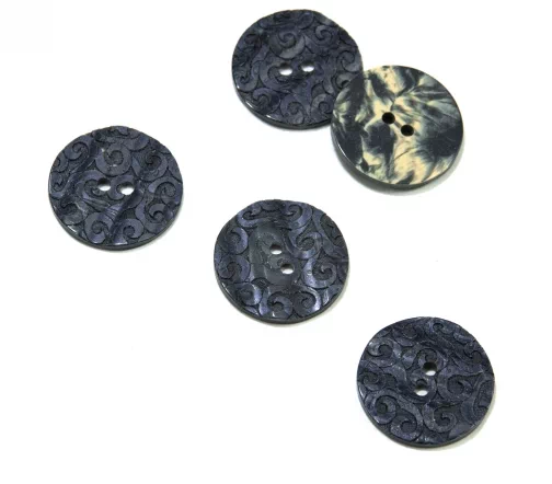 Пуговица DILL "Узоры", 2 отв., пластик, цвет т.синий, 23 мм