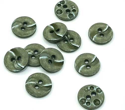 Пуговица DILL, 2 отв., пластик, цвет хаки, 13 мм