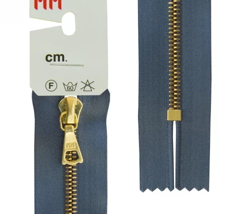 Молния RiRi атласная, металл, неразъём, 4мм 18см, подвеска Flach, цепь GO, цвет 2121, серый стальной