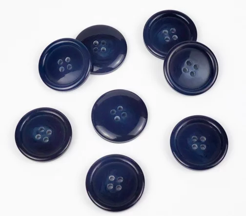 Пуговицы, Union Knopf, "Круглые", 4 отв., пластик, цвет темно-синий, 25 мм