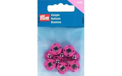 341905 Кнопки пришивные, металл, цвет фуксия, 14 мм, 5 шт., Prym