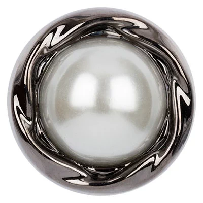 Пуговица, с жемчужиной, на ножке, 17 мм, металл, цвет черный никель, G0232-2