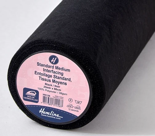 HN126 Флизелин клеевой, тонкий, 38 г/м2, черный, Hemline