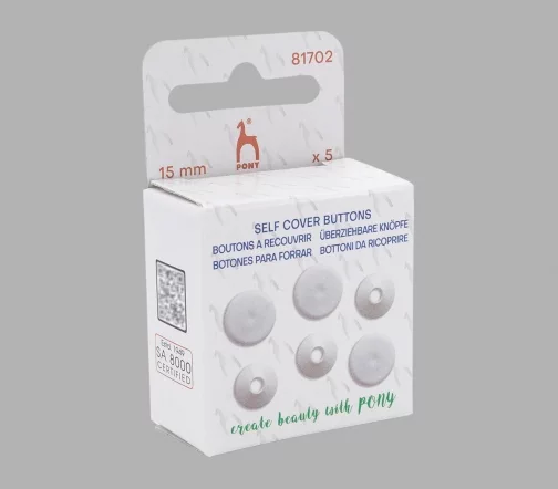 Пуговицы для обтяжки тканью, пластик, цвет белый, 15 мм, 5 шт., PONY 81702