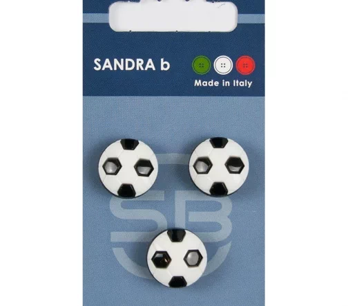 Пуговицы Sandra "Мячики", на ножке, 15 мм, пластик, 3 шт., черный/белый, CARD141