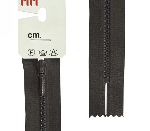 Молния Riri для юбок, металл крашеный, неразъёмная, 3мм 18см, цвет 2226, темно-коричневый