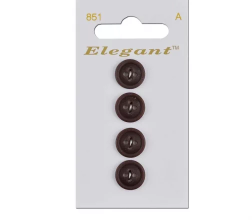 Пуговицы Elegant, арт. 851 С, 4 отв., 12 мм, пластик, 4 шт., т.коричневый