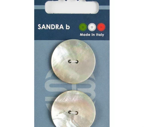 Пуговицы Sandra, 28 мм, 2 отв., нат.перламутр, 2 шт., CARD036