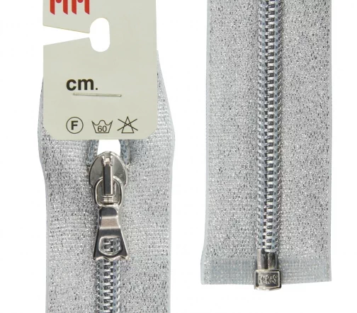 Молния Riri Meras спираль люрекс, разъёмная, 1 замок 6мм 75см, цвет 87001, серебро
