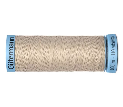 Нить Silk S303 для тонких швов, 100м, 100% шелк, цвет 722 светло-бежевый, Gutermann 744590