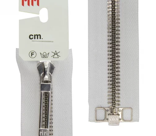 Молния RiRi "Топ" металл разъёмная, 1 замок 6мм 80см, подвеска STAB, цепь Ni, цвет 2101, белый